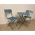 Set Giardino  Vintage “Lui e Lei “ anni 50 . n. 2 sedie e tavolo tondo richiudibili . Diametro 70 