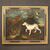 Antique French painting from 18th century landscape with dog 