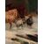 Olio su tela del 1800 Nord Europa Animali nella tormenta con pastore
