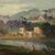 Dipinto olio su tela paesaggio con figure del XX secolo