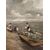 Olio su cartoncino del 1800 raffigurante veduta marina con personaggi