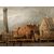 Olio su tela inglese del 1800 raffigurante città con fortificazioni sul mare