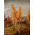 Olio su tela del 1800 firmato raffigurante paesaggio campestre con fattoria e gregge di pecore