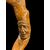 Bastone popolare in legno di bosso in pezzo unico con due figure grottesche e serpente.
