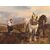 Olio su tela aratro con cavalli e contadina di inizio 1900