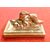 Gold luster majolica ashtray with naked table child. Umbrian Ceramics Company. Gualdo Tadino.     