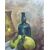 Oil painting on canvas &quot;still life with pears and bottles&quot; - Italy mid 20th century.     