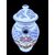  Versatoio in ceramica con coperchio,manico a nastro e decoro in rilievo  con stemma cardinalizio.Manifattura Ricotti-Bertagnoni.Bassano