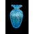 Vasetto in vetro pesante azzurro a corpo costolato e bocca espansa con inclusione di bolle e foglia oro.Manifattura Barovier.Murano.