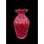 Vasetto in vetro pesante rosso a corpo costolato e bocca espansa con inclusione di bolle e foglia oro.Manifattura Barovier.Murano.
