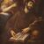 Antique Italian painting from 18th century, Saint Francis and the Angel