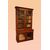 Antica bellissima libreria inglese in radica di noce con intagli e ante con specchio del 1800