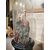 Composizione ex voto in pietra con coralli e statuine in bronzo della Vergine e San Diocleziano entro teca in vetro - '800