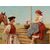Antico quadro del 1800 olio su tela raffigurante "Incontro"