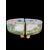 Coppia di centrotavola a forma di semicerchio con gambe leonine e decoro a paesaggi e personaggi stile ‘Castelli’.Manifattura Minghetti,Bologna.