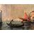 Veduta di Venezia, con  una gondola e una barca a vela sul canale