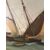 Veduta di uscita del porto con barche, olio su tela, Ottocento