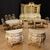 Tavolo in legno laccato e dorato con piano in marmo