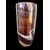 Vaso in vetro soffiato marrone con variegature lattimo a spirale.Murano.