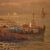 Quadro marina firmato Remo Testa, pescatori al tramonto