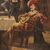 Italian painting interior scene with musician from 20th century