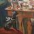 Olio su Tela del 1900: Pausa Caffè con il Cagnino Pinscher grande qualità