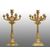 Coppia di candelabri/Flambeaux antichi in bronzo dorato stile Napoleone III Francese. Periodo inizio XX secolo.