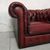 Poltrona chesterfield club inglese originale vintage in pelle rosso bordeaux anticato 