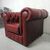 Poltrona chesterfield club inglese originale vintage in pelle rosso bordeaux anticato 