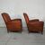 Coppia di poltrone club francese in cuoio cognac degli anni '50