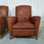 Coppia di poltrone club francese in cuoio cognac degli anni '50