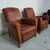 Coppia di poltrone club francese in cuoio cognac degli anni '50