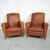 Coppia di poltrone club francese in cuoio cognac vintage 
