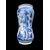 Albarello in maiolica decorato con personaggio maschile su sfondo rupestre in monocromia turchina.Napoli.