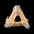 Saliera tripode a sezione triangolare con personaggi agli angoli e vaschetta superiore tonda.Deruta.