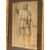 Antico disegno XIX nobile in costume d’ epoca in cornice antica foglia oro . Mis 96 x 59 