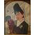 QUADRO olio su tavola di IGINIO SARTORI (1903-1984)  "Donna con cane" del 1943  - CREMONA  46x39,5 con cornice, 34x26 