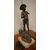 Antica statuetta francese del 1800 in metallo raffigurante pescatore
