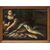 Scuola emiliana, XVII secolo, Coppia di pescatori con nature morte di pesci