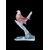 Scultura in vetro pesante raffigurante uccellino su un ramo.