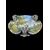 Centrotavola trilobato in maiolica policroma con decoro istoriato e manici a forma di serpente.Ginori