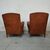 Coppia di poltrone club francese in cuoio cognac vintage 
