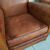 Coppia di poltrone club francese in cuoio cognac vintage 