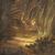 Antique painting from 18th century landscape with dog 