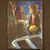 Italian painting signed figures in the night from 20th century