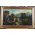 Antico quadro inglese del 1800 Olio su tela inglese raffigurante paesaggio bosco - Firmato