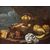 Paolo Bartolomeo Clarici, detto Abate Paolo (Ancona, 1664 –Padova, 1725)  Natura morta con pesci, frutti e stoffa ricamata