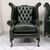 Poltrona chesterfield Queen Anne nuova inglese originale in pelle bordeaux, verde e marrone 