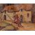 Grande dipinto a succo d'erba francese del 1800 Scena di caccia 
