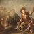 Painting oil on canvas landscape with children from the 18th century
